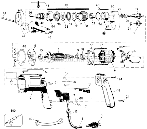Page A Diagram and Parts List for 5070 Type 3W Black and Decker Hammer Drill
